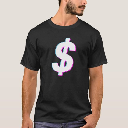 Dollar-Zeichen Vaporwave-Ästhetische Glitch T-Shirt (Vorderseite)