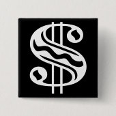 Dollar-Zeichen - weiß Button (Vorderseite)