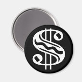 Dollar-Zeichen - weiß Magnet (Vorderseite/Rückseite)