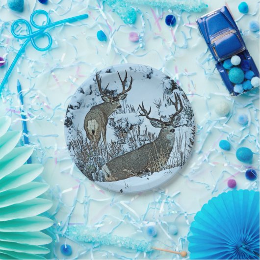 Dollarrotwild im Schnee Pappteller (Party)