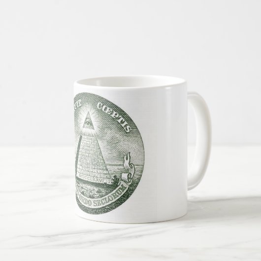 Dollarschein-Freimaurer Illuminati Pyramide Kaffeetasse (VorderseiteRechts)