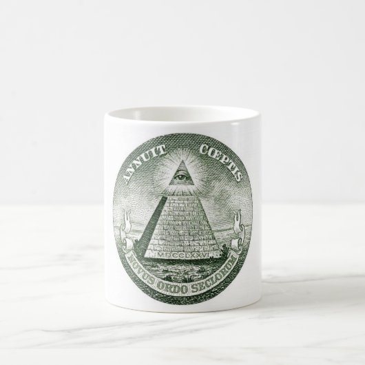 Dollarschein-Freimaurer Illuminati Pyramide Kaffeetasse (Mittel)
