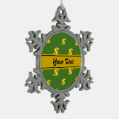Dollarschild-Muster-Ornament Schneeflocken Zinn-Ornament (Links)