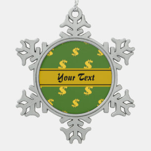 Dollarschild-Muster-Ornament Schneeflocken Zinn-Ornament