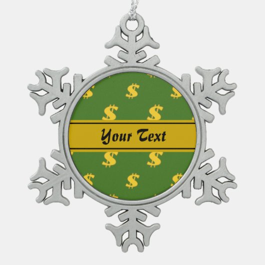 Dollarschild-Muster-Ornament Schneeflocken Zinn-Ornament (Vorderseite)