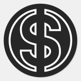 Dollarsymbolwährung in schwarzem Kreis Runder Aufkleber