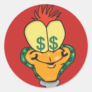 Dollarzeichen-Cartooncharakter Runder Aufkleber