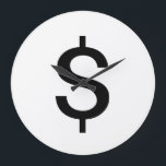 Dollarzeichen | Einfache moderne Alphabet Große Wanduhr<br><div class="desc">Schwarzes Dollarzeichen im schlichten modernen Stil auf weißem Hintergrund.
Klicken Sie auf den Button "Anpassen", um das Design zu personalisieren, indem Sie die gewünschte Farbe auswählen und sogar Ihren eigenen Text hinzufügen.
Die passenden Artikel sind auch im Shop erhältlich.</div>