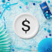 Dollarzeichen | Einfache moderne Alphabet Pappteller (Party)