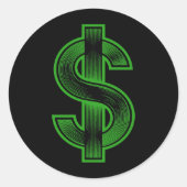 Dollarzeichen Geldsymbol Runder Aufkleber (Vorderseite)
