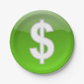 Dollarzeichen Pappteller (Vorderseite)