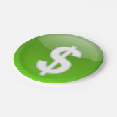 Dollarzeichen Pappteller (Schrägansicht)