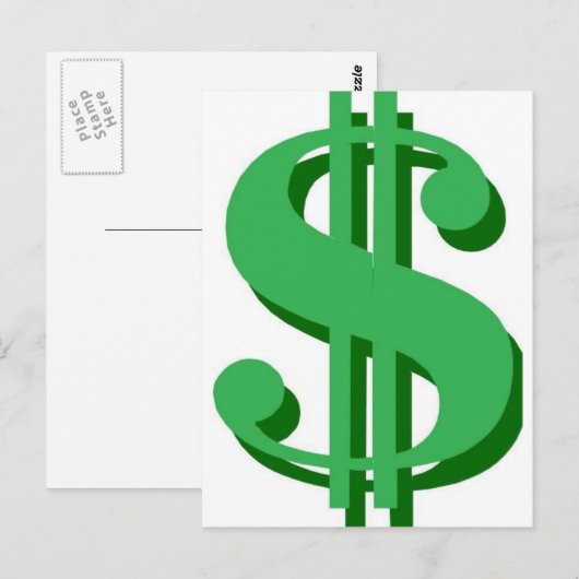 $ Dollarzeichen Postkarte (Vorne/Hinten)