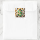 Dollarzeichen quadratischer aufkleber (Tasche)
