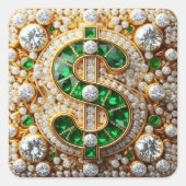 Dollarzeichen quadratischer aufkleber (Vorderseite)