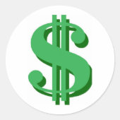 Dollarzeichen Runder Aufkleber (Vorderseite)