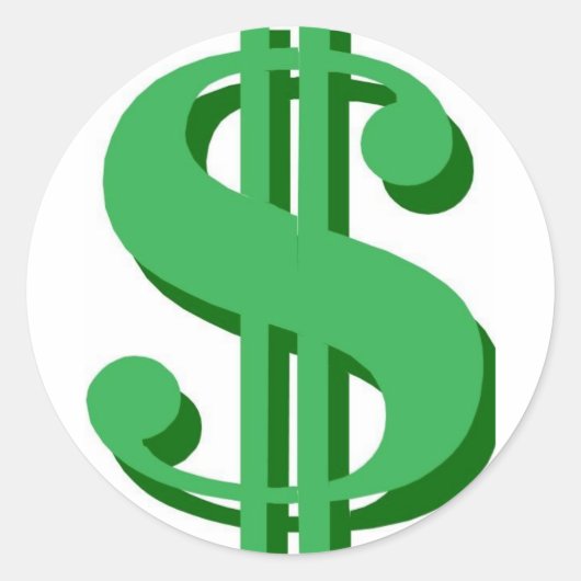 Dollarzeichen Runder Aufkleber (Vorderseite)