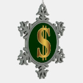 Dollarzeichen Schneeflocken Zinn-Ornament (Links)