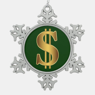 Dollarzeichen Schneeflocken Zinn-Ornament