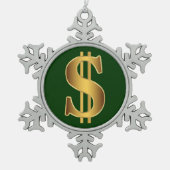 Dollarzeichen Schneeflocken Zinn-Ornament (Vorderseite)