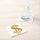 Dollarzeichen-Untersetzer Rechteckiger Pappuntersetzer (Vor Ort)