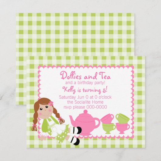 Dollies Tea Party Einladung (Vorne/Hinten)