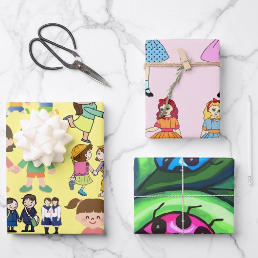Dolls Children Bff Lady Bugs Art Geschenkpapier Set (Vorderseite)