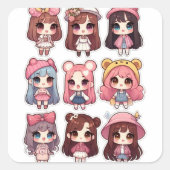 Dolly 2 quadratischer aufkleber (Vorderseite)