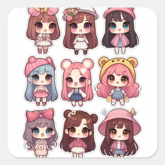 Dolly 2 quadratischer aufkleber (Vorderseite)