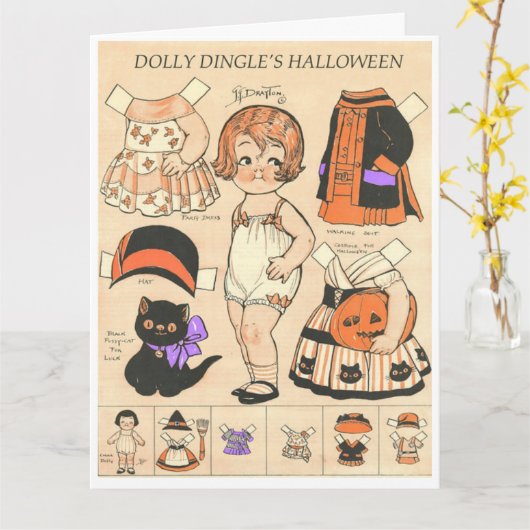 Dolly Dangle's Halloween 🦇 Reproduction Paper Dol Karte (Gelbe Blume)