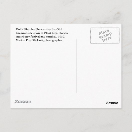 Dolly Dimples, 1939 Postkarte (Rückseite)