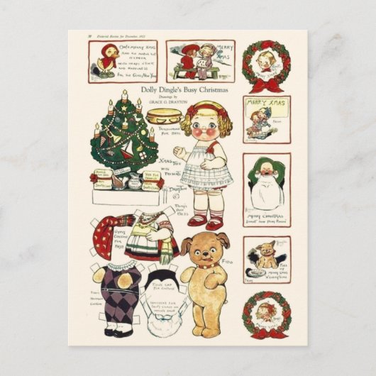 Dolly Dingle Doggie Paper Dolls Weihnachten (Vorderseite)