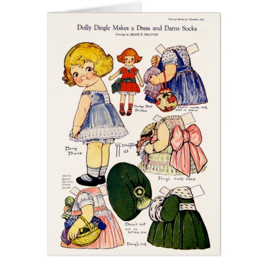 Dolly Dingle macht eine Dress Paper Doll Card (Vorne)