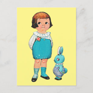 DOLLY DINGLE PAPER DOLL & BUNNY EASTER POSTCARDS POSTKARTE
