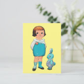 DOLLY DINGLE PAPER DOLL & BUNNY EASTER POSTCARDS POSTKARTE (Stehend Vorderseite)