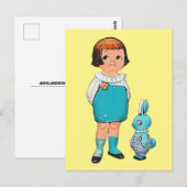 DOLLY DINGLE PAPER DOLL & BUNNY EASTER POSTCARDS POSTKARTE (Vorne/Hinten)
