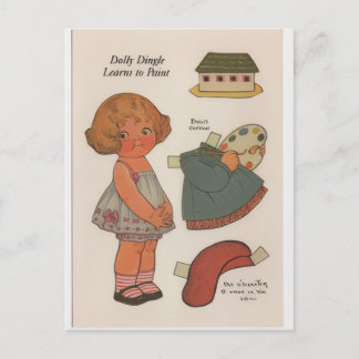 DOLLY DINGLE paperdoll Learn to paint Postcard Postkarte
