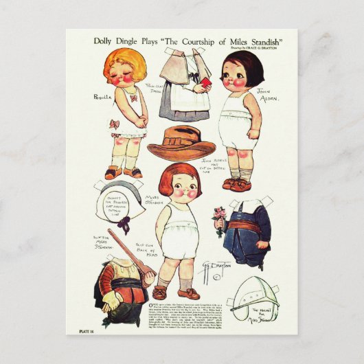Dolly Dingle Play Boy and Girls Paper Dolls Postkarte (Vorderseite)