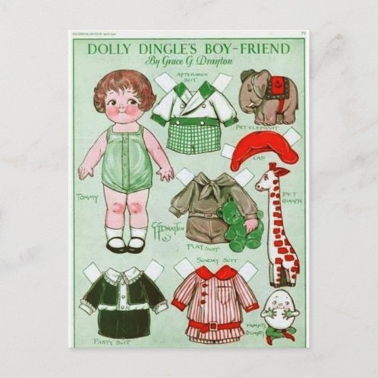 Dolly Dingle's Boy Friend Paper Doll Postcard Postkarte (Vorderseite)