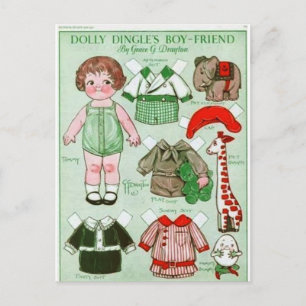 Dolly Dingles Freund Papierpuppe Postkarte