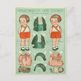 Dolly Dingle's Twin Cousins Paper Doll Postcard Postkarte