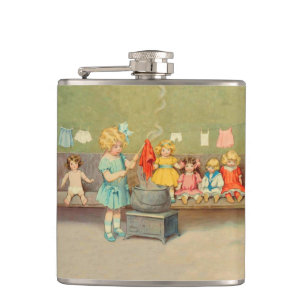 Dolly Laundry Girl Vintage Spielpuppen Niedlich Flachmann