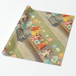Dolly Laundry Girl Vintage Spielpuppen Süß Geschenkpapier