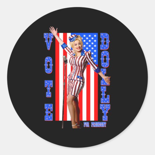 Dolly Pon für Präsident Runder Aufkleber (Vorderseite)
