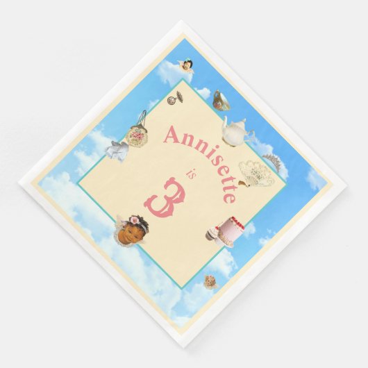 Dolly Tee Party 8" Napkin - Schwarzer Engel Serviette (Ecke)