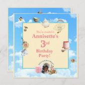 Dolly Tee Party Einladung - Black Birthday Girl (Vorne/Hinten)