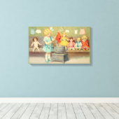 Dolly Wäsche Girl Vintag Playing Puppen Niedlich Leinwanddruck (Insitu (Holzboden))