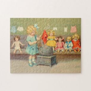 Dolly Wäsche Girl Vintag Playing Puppen Niedlich Puzzle