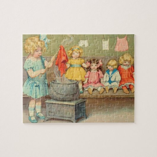 Dolly Wäsche Girl Vintag Playing Puppen Niedlich Puzzle (Horizontal)