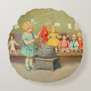 Dolly Wäsche Girl Vintag Playing Puppen Niedlich Rundes Kissen